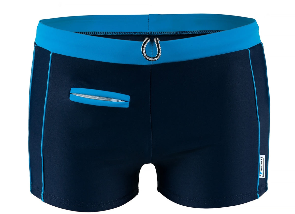 Zwemboxer Monaco Blue met pocket en rits