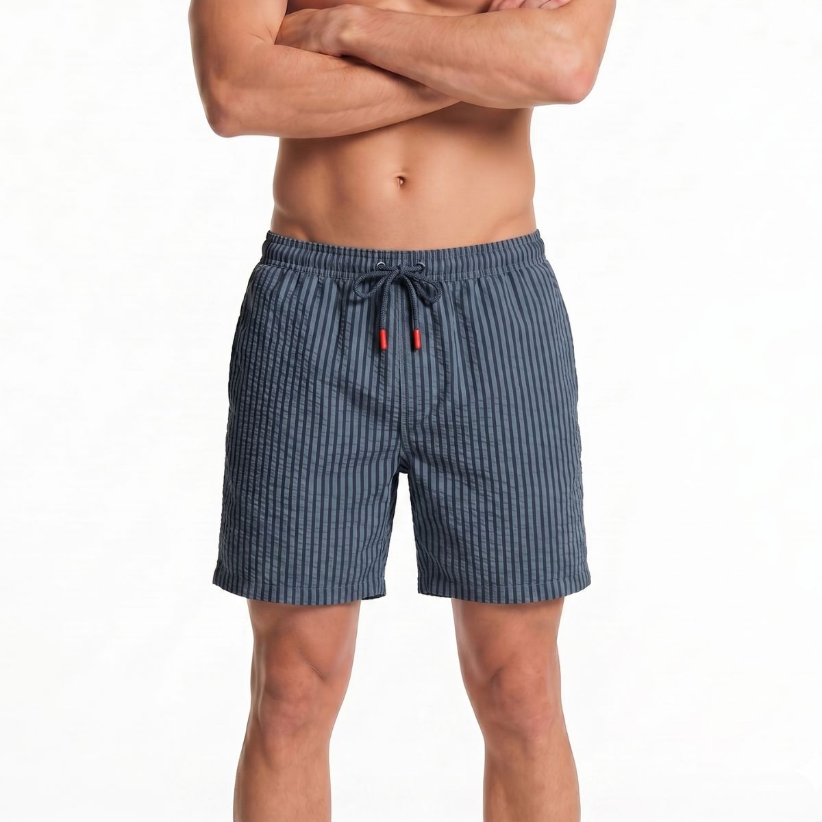 Zwemshort Paros Seersucker - Grijsblauw/Navy