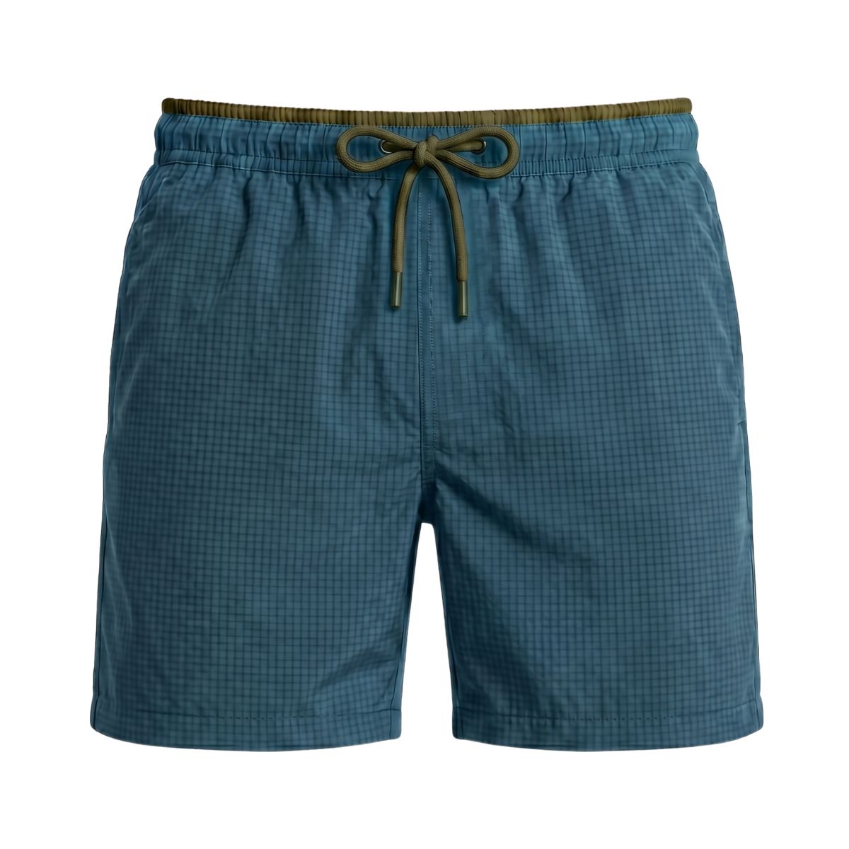 Seersucker Zwemshort Lavos - Petrolblauw / Olijfgroen
