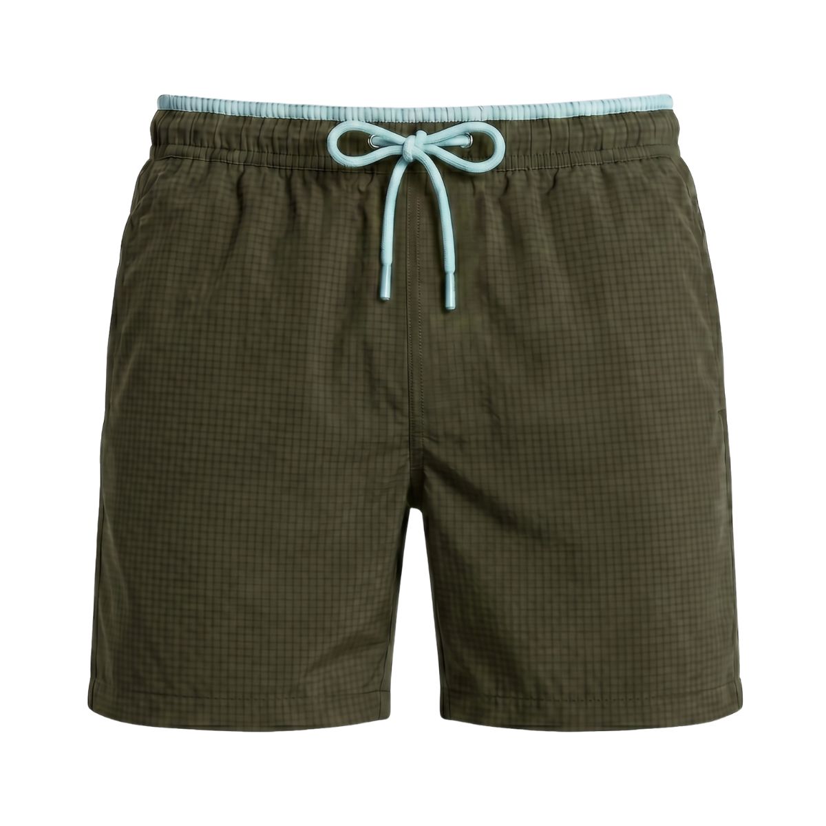 Seersucker Zwemshort Lavos - Legergroen / Lichtblauw