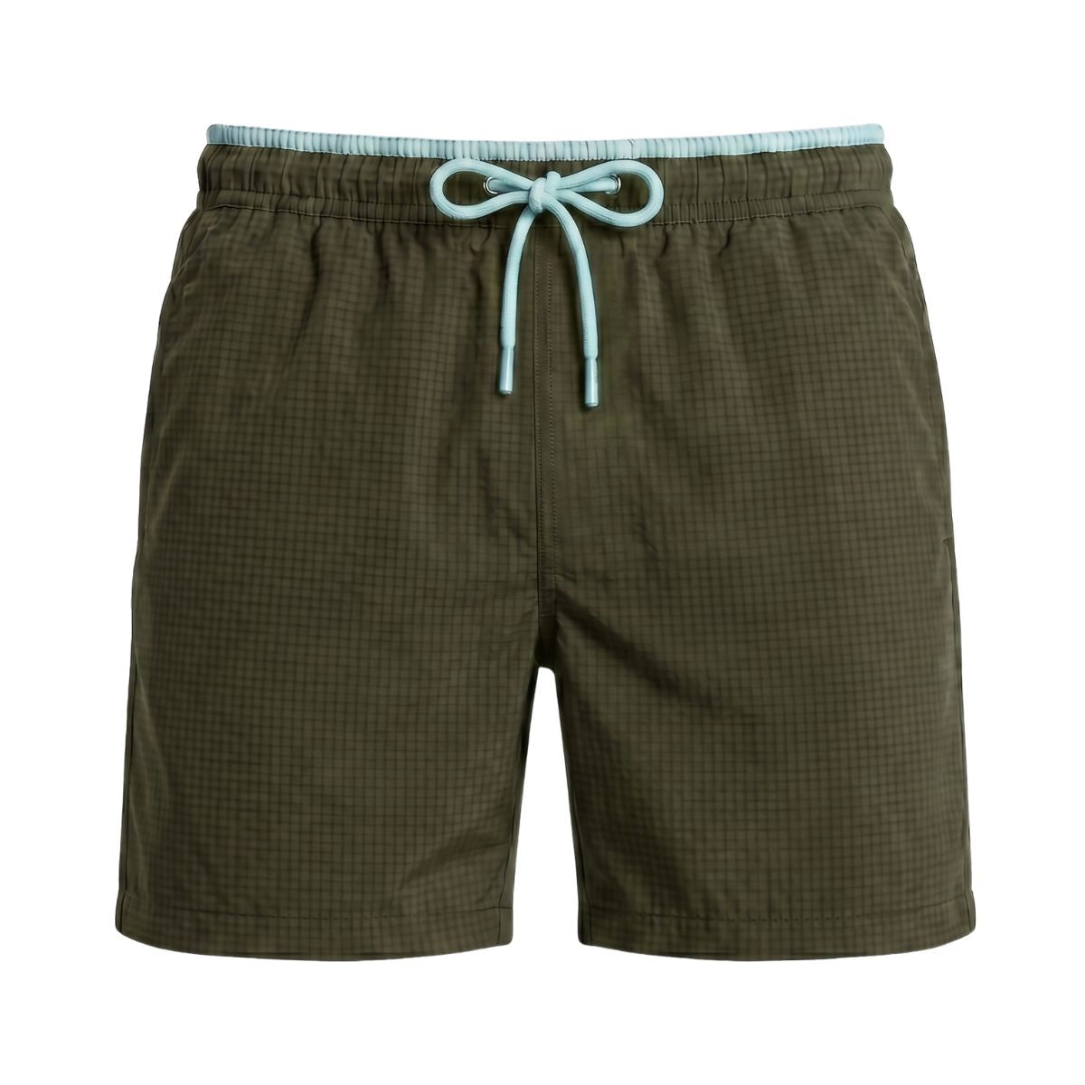 Seersucker Zwemshort Lavos - Legergroen / Lichtblauw