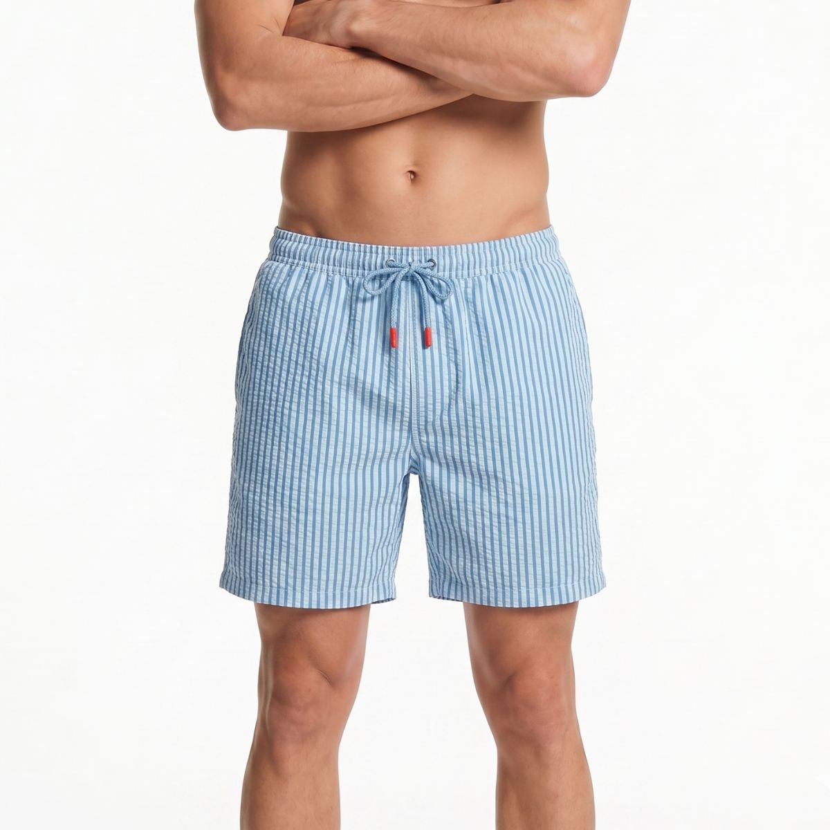 Zwemshort Paros Seersucker - Lichtblauw/Blauw