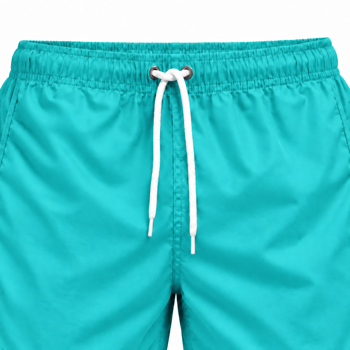 Riviera Retro zwemshort Ocean Breeze, turquoise detail van elastische tailleband en wit trekkoord